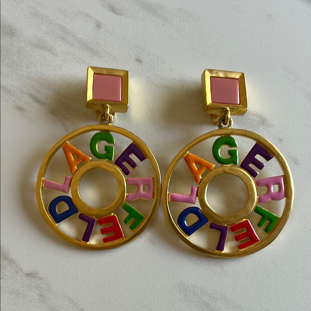 Karl Lagerfeld Vintage multi color enamel earrings